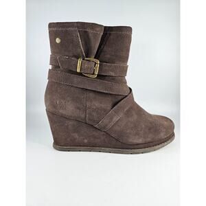 Caterpillar Bemuse Wedge Boot Size 8.5 Brown Suede Bootie